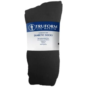 PR/3 TRUFORM COMFORT CARE NON-COMPRESSION DIABETIC SOCKS CREW LENGTH BLACK, MEDI