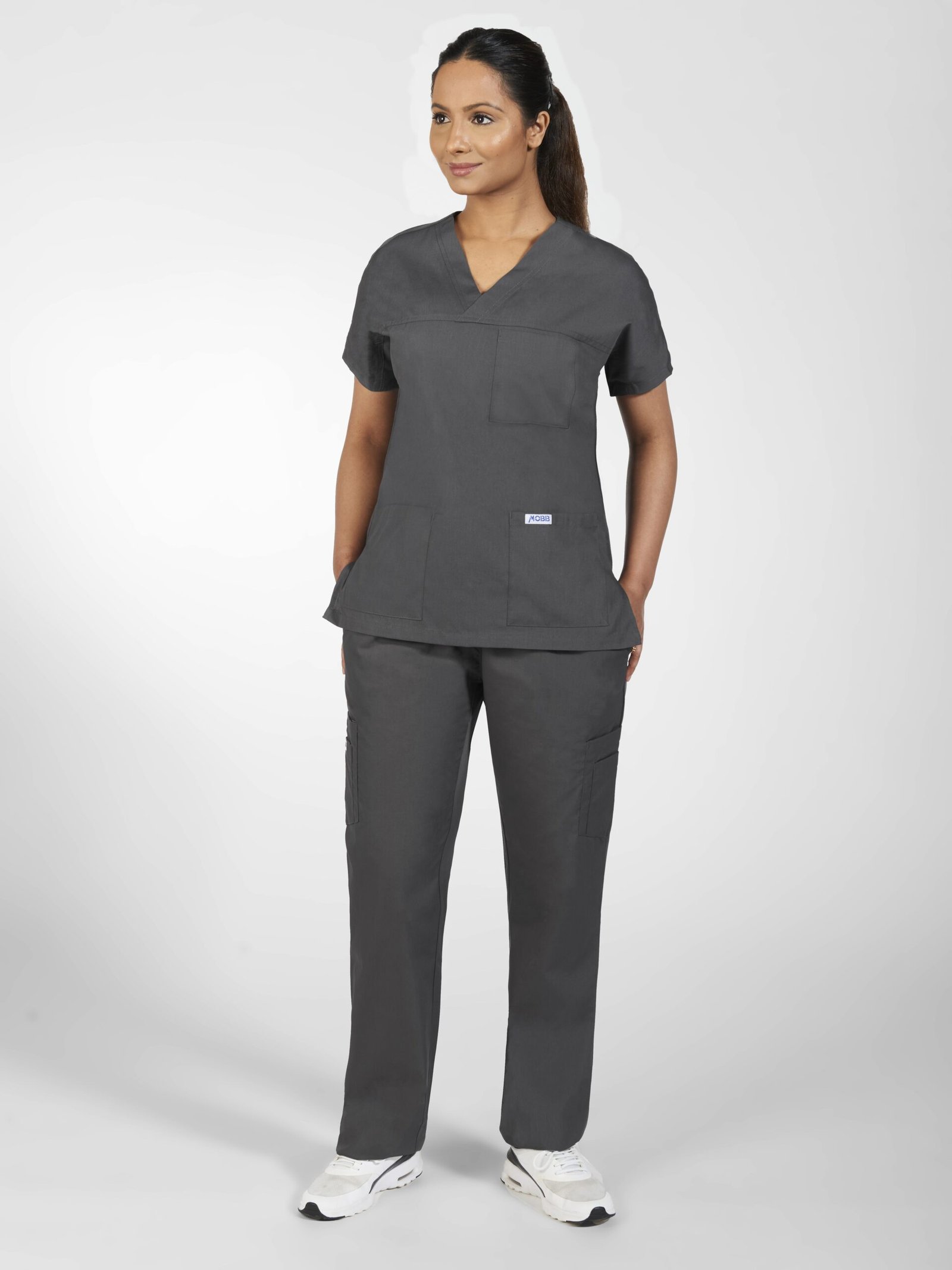 V-Neck Three Pocket Dolman Sleeve Flip Flap Scrub Set - Image 3