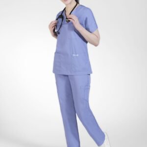 V-Neck Three Pocket Dolman Sleeve Flip Flap Scrub Set