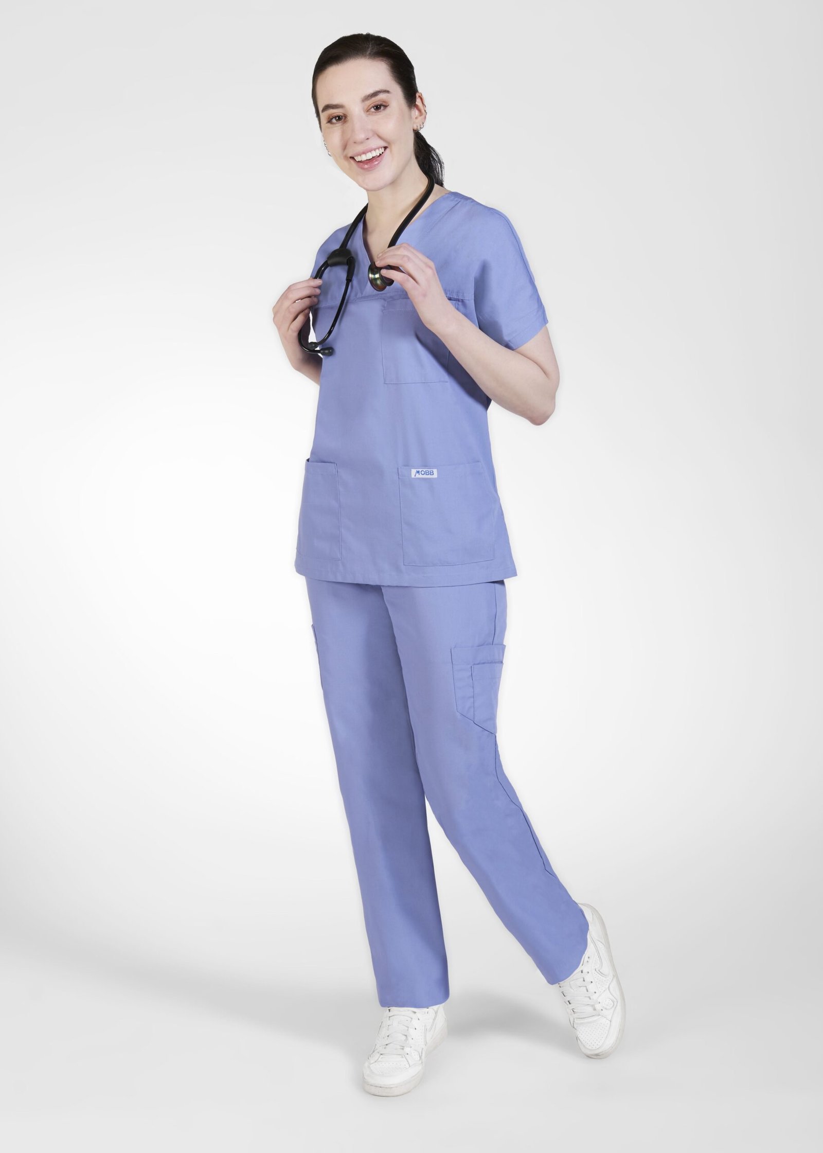 V-Neck Three Pocket Dolman Sleeve Flip Flap Scrub Set