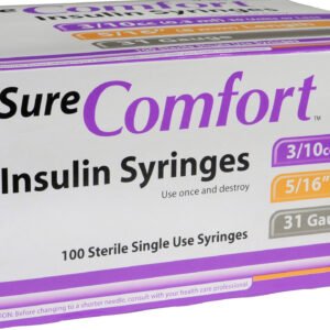 BX/100 SURE COMFORT INSULIN SYRINGE, 31G, 5/16IN (8MM), 3/10CC, 1/2 UNIT