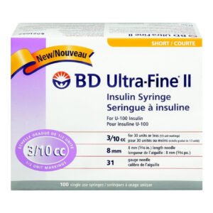 PK/100 INSULIN SYRINGE W/ ULTRA-FINE II NEEDLE 31G x 5/16" (8mm) 0.3ml 100