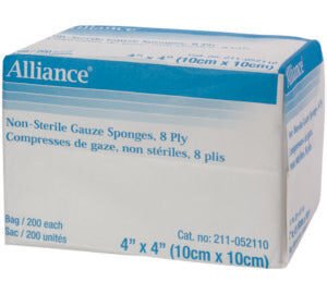 PK/200 GAUZE SPONGE 8 PLY NON-STERILE 10CMX10CM