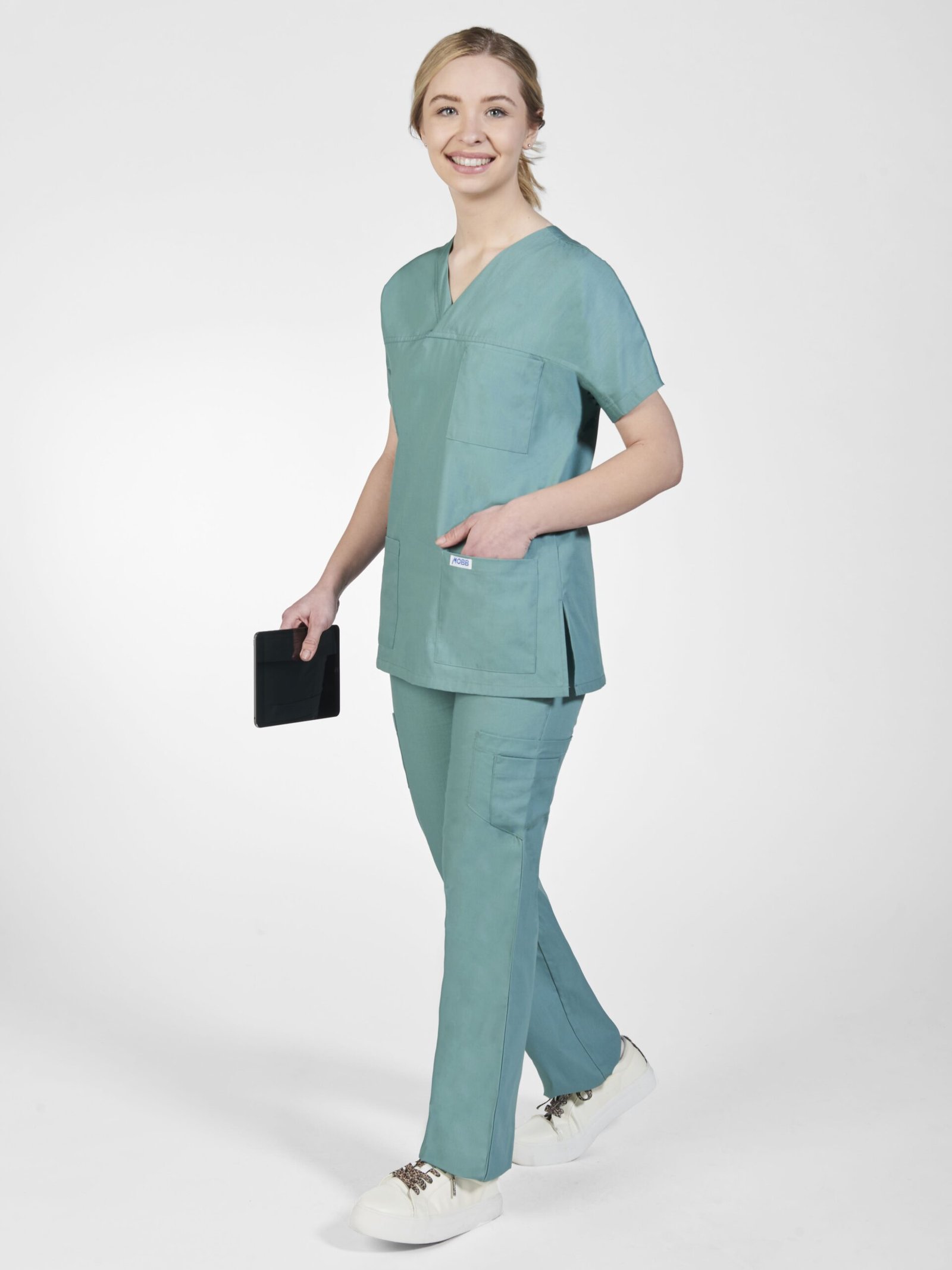 V-Neck Three Pocket Dolman Sleeve Flip Flap Scrub Set - Image 2
