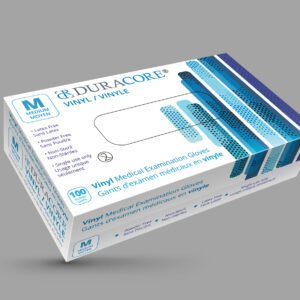 BX/100 DURACORE VINYL EXAMINATION GLOVES, NON POWDERED, MEDIUM (ALL SALES FINAL