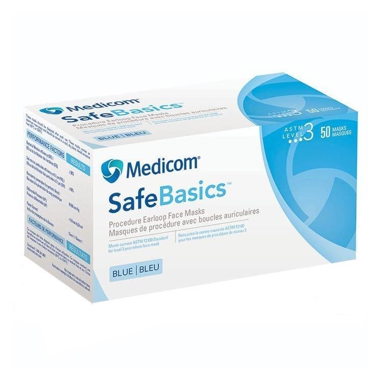 Medicom SafeBasics Masks, Level 3, 50 Pack, Blue - Image 2