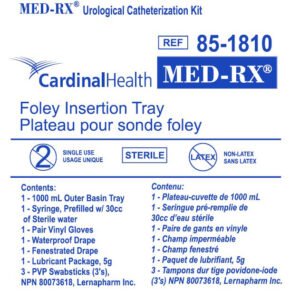 FOLEY INSERTION TRAY UROLOGICAL CATHETERIZATION KIT 1-PART TRAY 30cc