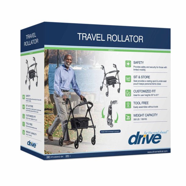 Drive medical Travel Rollator, walker with a Seat - Image 5