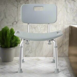 Aluminum Bath Bench with Back, 400lb Capacity Gray G2-101KX1